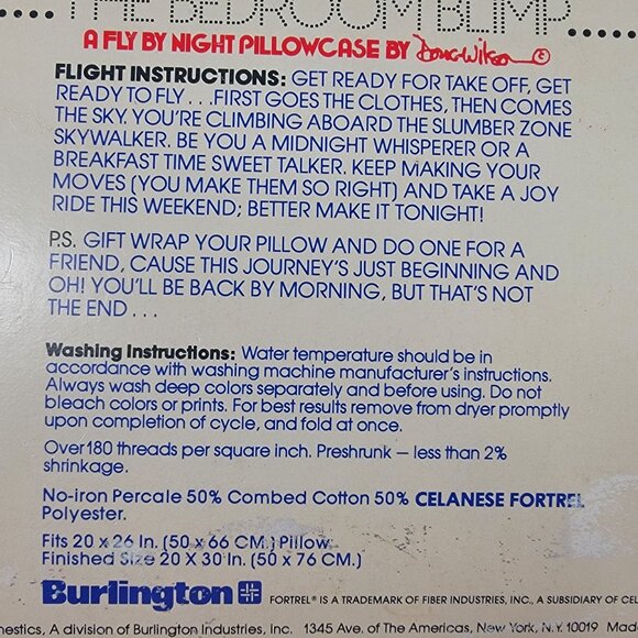 Vintage A Fly By Night Pillowcase Good For All Night Ticket Pillow Case Bedding - Picture 4 of 7